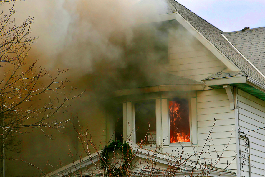 Picture of a house on fire.