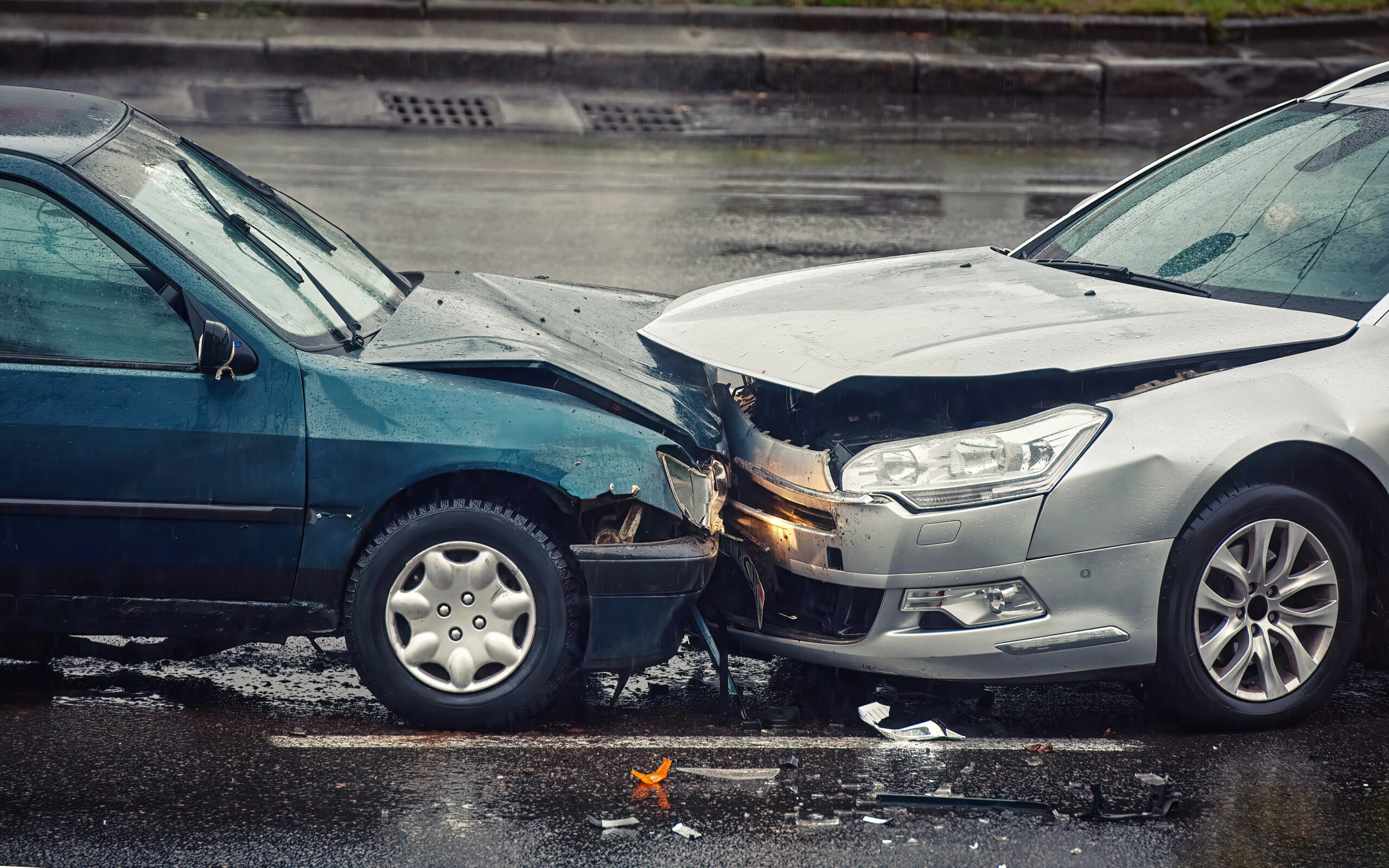 Motor accident head on collision.